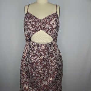 Leyden Cami Cut Out Dress Brown Brocade sz M